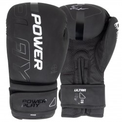 Боксерські рукавиці PowerPlay Ultra Mat 12 унцій, чорний-білий, код: PP_3024_12oz_Bl/White