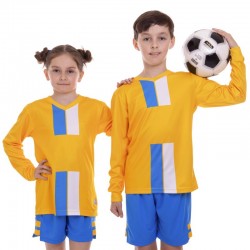 Форма футбольна дитяча PlayGame з довгим рукавом, розмір 30, ріст 150 см, жовтий-синій, код: CO-2001B-1_30YBL-S52