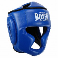 Шолом боксерський з повним захистом шкірозамінник Boxer New M, синій, код: 2036-N_MBL
