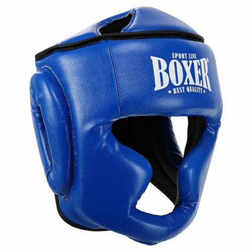 Шолом боксерський з повним захистом шкірозамінник Boxer New M, синій, код: 2036-N_MBL