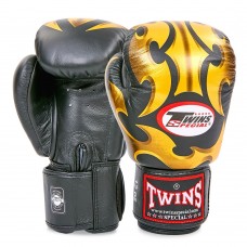 Рукавички боксерські шкіряні Twins 12 унцій, чорний-золотий, код: FBGVL3-22_12BKY