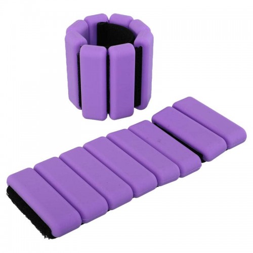 Обтяжувачі-браслети для рук ніг з силіконовим покриттям FitGo 2x0,5кг, бузковий, код: FI-0709_BU