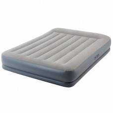 Двоспальне надувне ліжко Intex Pillow Rest Mid-Rise + Вбудований електронасос 220В, 1520х2030х300 мм, код: 64118-IB