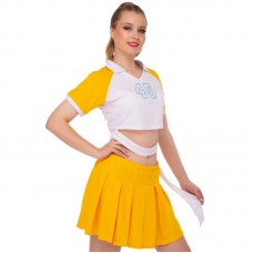 Костюм для чирлідінгу (спідниця і топ) Lidong XL (46-48), жовтий-білий, код: LD-8676_XLYW Костюм для чирлідінгу (спідниця і топ) Lidong XL (46-48), жовтий-білий, код: LD-8676_XLYW