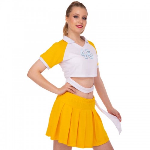 Костюм для чирлідінгу (спідниця і топ) Lidong XL (46-48), жовтий-білий, код: LD-8676_XLYW Костюм для чирлідінгу (спідниця і топ) Lidong XL (46-48), жовтий-білий, код: LD-8676_XLYW