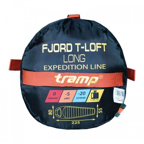 Спальний мішок Tramp Fjord Long кокон правий 2250х800 мм, orange/grey, код: UTRS-049L-R