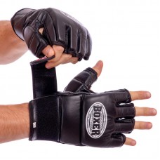 Рукавички для змішаних єдиноборств MMA Boxer шкіряні L, чорний, код: 5020_LBK
