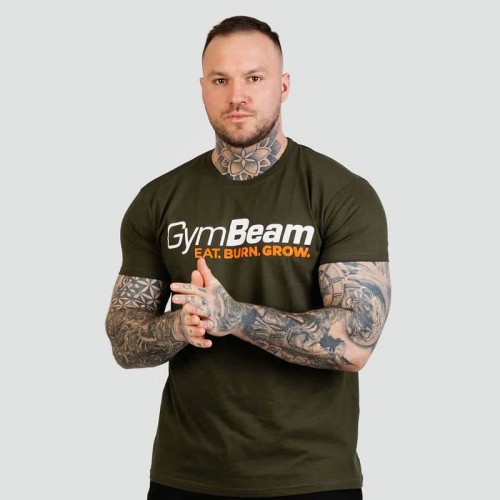 Футболка чоловіча GymBeam Grow XXXL, хакі, код: 122617-GB