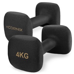 Гантелі вінілові Cornix Square 2x4 кг, чорний, код: XR-0409