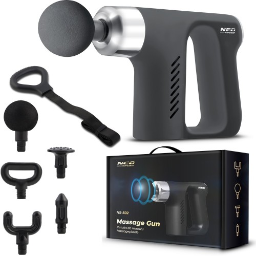 Масажний пістолет багатофункціональний + 5 насадок NS-502 Neo-Sport чорний, код: 150200-IN