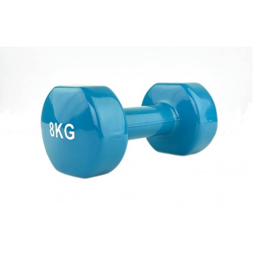 Гантель вінілова Stein 1х8 кг, синій, код: LKDB-504A-8b-ST Гантель вінілова Stein 1х8 кг, синій, код: LKDB-504A-8b-ST