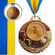 Медаль спортивна зі стрічкою PlayGame Aim мотогонка золота, код: C-4846-0035_G-S52