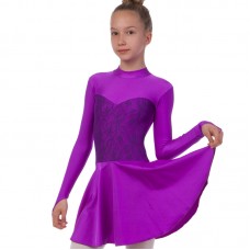 Сукня рейтингова (бейсік) з довгим рукавом і гіпюровими вставками FitGo 38, зріст 152, фіолетовий, код: DR-1167_38V