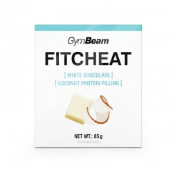 Протеїновий шоколад GymBeam Fitcheat 80 г, білий шоколад-кокос, код: 8588007570273