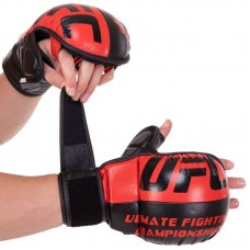 Рукавички гібридні для єдиноборств ММА шкіряні UFC XL, червоний, код: BO-0554_XLR Рукавички гібридні для єдиноборств ММА шкіряні UFC XL, червоний, код: BO-0554_XLR