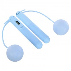 Скакалка бездротова розумна FitGo 3в1 з кулями ø6см, тросом та лічильником калорій, блакитний, код: FI-0782_N