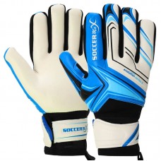 Воротарські рукавиці Soccermax розмір 8, білий-синій-блакитний, код: GK-4341_8WBLN