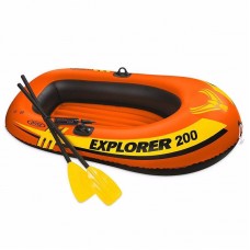 Двомісний надувний човен Intex Explorer 200 Set + Пластикові весла та міні ручний насос, 1850x940x410 мм, код: 58331-IB