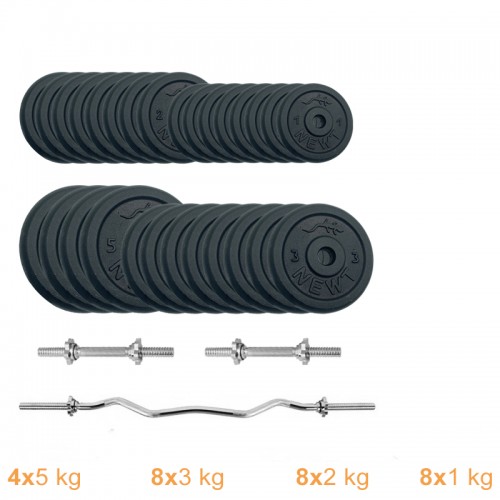 Набір штанга + гантелі металеві Newt Gym Set-W Home 77 кг, код: NE-M-W-SET-77