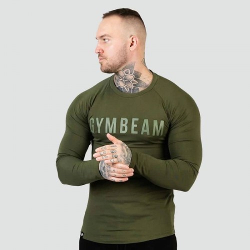 Футболка чоловіча з довгим рукавом GymBeam FIT Long Sleeve L, зелений, код: 120314-GB