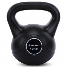 Гиря тренувальна цільна пластикова Zelart 12кг, чорний, код: TA-5427-12-S52 Гиря тренувальна цільна пластикова Zelart 12кг, чорний, код: TA-5427-12-S52