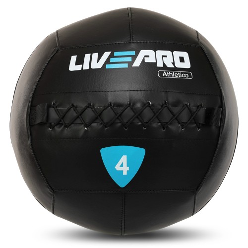 М"яч набивний медичний для кросфіту LiveUp 4кг, чорний, код: LP8103-4