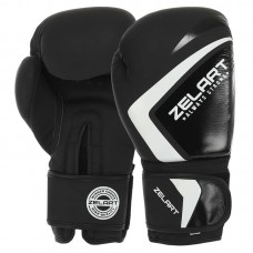 Рукавички боксерські шкіряні Zelart Contender 2.0 на липучці 12 унцій, чорний-білий, код: VL-8202_12BKW