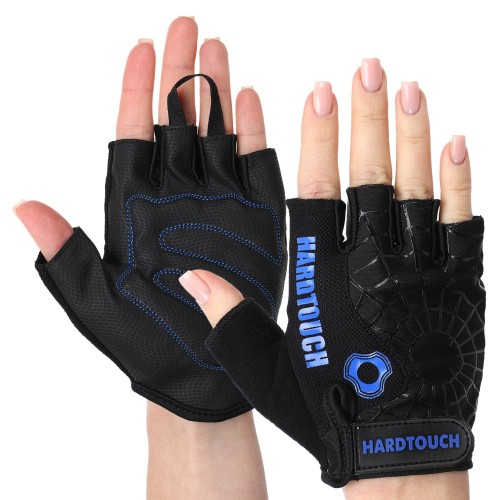 Рукавички для фітнесу та тренувань Hard Touch L, чорний-синій, код: FG-9499_LBL