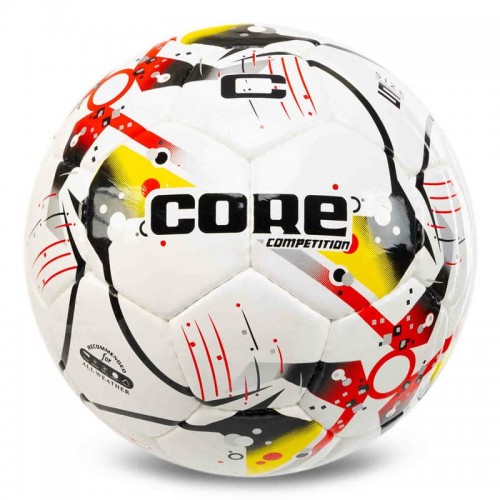 М"яч футбольний Core Competition PU №5, білий-жовтий, код: FB-7584_Y