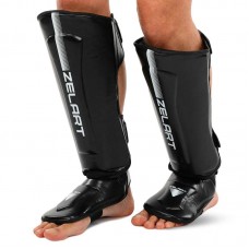Захист гомілки та стопи для єдиноборств Zelart S, чорний-синій, код: BO-3981_SBK