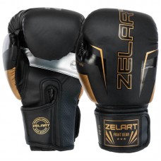 Боксерські рукавиці Zelart 14 унцій, чорний-золотий, код: BO-1221_14BKGO
