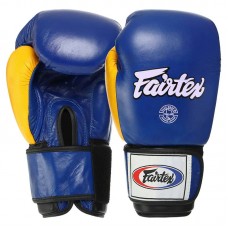 Рукавички боксерські Fartex шкіра, 14oz, синій-жовтий, код: FTX065_14BLY