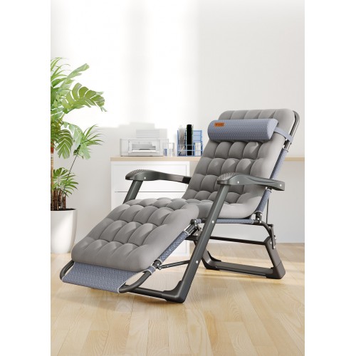 Розкладне крісло шезлонг садовий із подушкою WCG чорний, код: FCB-S03PP-IF