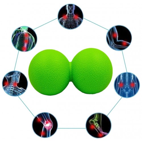 Масажний м"ячик EasyFit TPR подвійний 12х6 см зелений, код: EF-1062-Gr