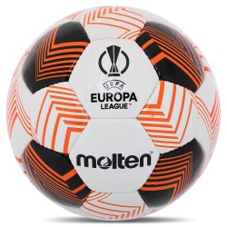 М"яч футбольний Molten UEFA Europa League №5 PU, білий-чорний-помаранчевий, код: F5U2100-34-S52