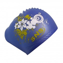 Шапочка для плавання SNS для довгого волосся KW-3С dark blue flowers, синій, код: 11345-SNS