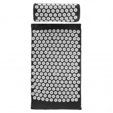 Набір масажний акупунктурний Аплікатор Кузнєцова FitGo 2в1 килимок та валик, чорний, код: FI-0134_BK