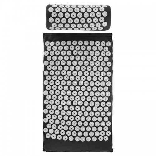 Набір масажний акупунктурний Аплікатор Кузнєцова FitGo 2в1 килимок та валик, чорний, код: FI-0134_BK