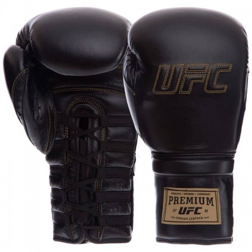 Рукавички боксерські шкіряні на липучці UFC Pro Prem Lace Up 14oz, чорний, код: UHK-75045-S52 Рукавички боксерські шкіряні на липучці UFC Pro Prem Lace Up 14oz, чорний, код: UHK-75045-S52
