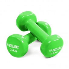 Гантелі для фітнесу з вініловим покриттям Zelart Beauty 2х0,5кг, салатовий, код: TA-5225-0_5LG