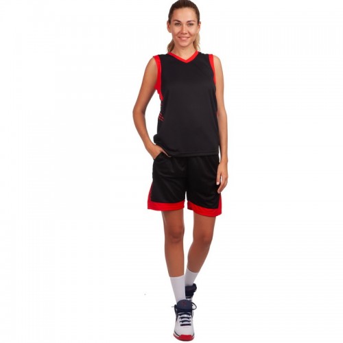 Форма баскетбольна жіноча PlayGame Lingo Lingo XL (ріст 160-165), чорний-червоний, код: LD-8217_XLBKR