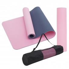 Килимок для йоги та фітнесу SportVida TPE 1830x610x10 мм, рожевий-синій, код: SV-EZ0064