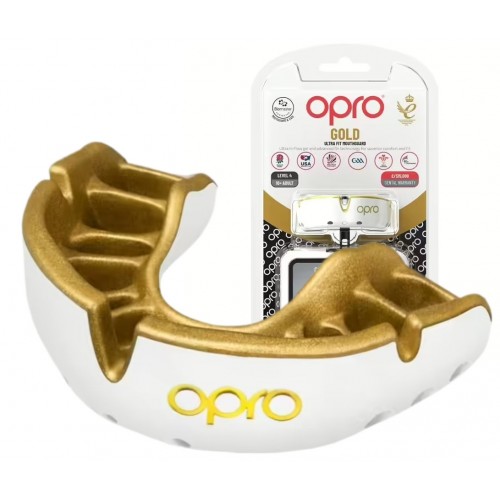 Капа Opro Gold доросла (вік 11+) White/Gold, код: Gold_White/Gold