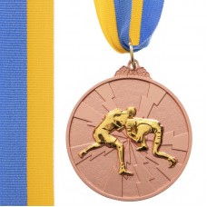 Медаль спортивна зі стрічкою PlayGame Боротьба бронзова, код: C-4852_B