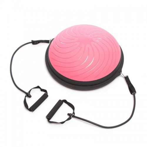 Балансировочная платформа цільна Bosu Mini з двома еспандерами 48х15 см чорний-рожевий, код: FI-1936_BKP-S52