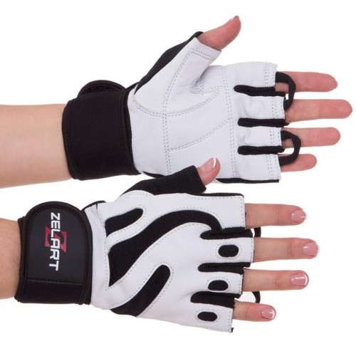 Рукавички для важкої атлетики Zelart S чорний-білий, код: SB-161070_SBKW