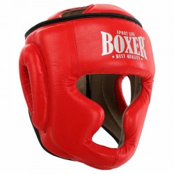 Шолом боксерський з повним захистом шкіряний Boxer New M, червоний, код: 2033-N_MR