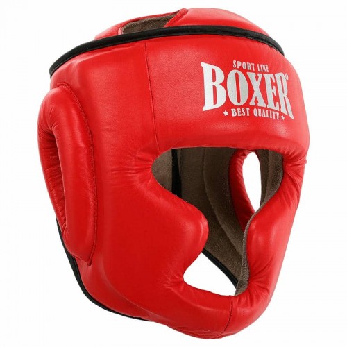 Шолом боксерський з повним захистом шкіряний Boxer New M, червоний, код: 2033-N_MR