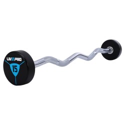 Штанга фіксована вигнута поліуретанова LiveUp довжина-89,2см, 15кг, чорний-синій, код: LP8011-15-S52