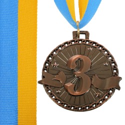 Медаль спортивна зі стрічкою PlayGame Succes ø6см, бронзова, код: C-0643_B